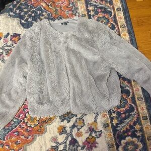 Wild Fable gray Women's Gray Faux Fur Cardigan
